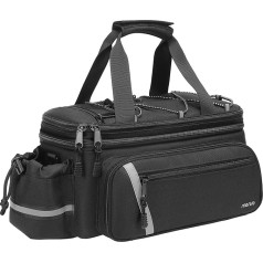 MOSISO Bicycle Carrier Bag with Rain Cover, Boot Cool Box, Insulated Bicycle Back Seat Bag with 2 Foldable Bicycle Bags, 8L Storage Bag, Cargo Luggage, Saddle, Shoulder Bag, Black