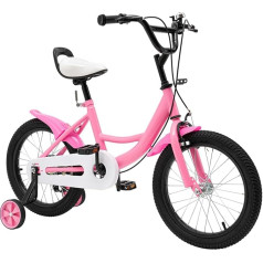 ARBGO 16 Inch Children's Bicycle Girls Bicycle Children with Stabilisers Coaster Brake Adjustable Seat for 5-8 Years Girls Pink