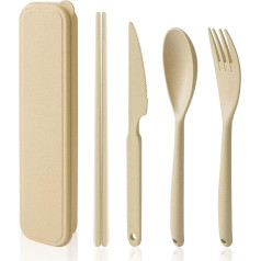 Large Travel Utensils with Case, Reusable Utensils, Portable Travel Cutlery Set for Lunch, School, Picnic, Camping or Daily Use
