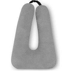 Qwertfeet Travel Pillow, Travel Pillow for Kids, Multifunctional U-shaped Pillow for Car, Back Seat for Head and Body (Grey)