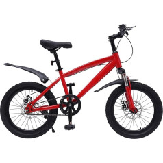 WDZCZDoo Children's Bike, 18 Inch Mountain Bike, Youth Girls and Boys, Bicycle Children for Children with a Height of 4.1-4.59 ft, Red