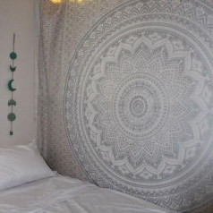 Popular Handicrafts Launched Kp794 Silver Ombre Tapestry Mandala Hippie Wall Hanging Bohemian Bedspread with Extra Metallic Shine Extra Large Tapestries King Size