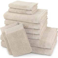 Möve Poolside 10-Piece Hand Towel Set, Made in Germany, 100% Cotton, Cashmere 2 x 20 x 15 cm + 2 x 30 x 50 cm + 4 x 50 x 100 cm + 2 x 67 x 140 cm