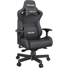 Anda Seat Kaiser 2 XL Schwarz Leder Gamingstuhl – Ergonomischer Gaming Sessel, verstellbaren 4D-Armlehnen und großen Kopf- und Lendenkissen - Gaming Bürostuhl für Zuhause und Büro