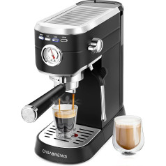 CASABREWS Espresso Portafilter Machine 20 Bar, Stainless Steel Espresso Machine with Professional Milk Frother, Small Coffee Machine Espresso for Cappuccino, Latte & Macchiato, 1 L Water Tank, Black