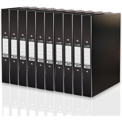 Durafile Pack of 10 Black Ring Binders - Heavy Duty Cardboard Construction - Suitable for A4 Size - Ideal for School, Home and Office