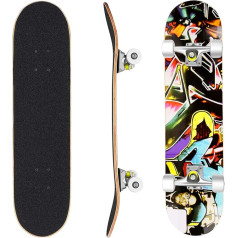 Hikole Skateboard, Completely Made of Canadian Maple Wood, 79 x 20 cm, 85A Wheels for Beginners, Children And Adults