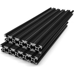 Iverntech Pack of 10 2000 mm 2020 V Type Black European Standard Anodised Linear Rail Aluminium Profile Extrusion for DIY 3D Printers and CNC Machines