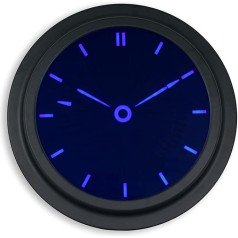 FISHTEC Digital Wall Clock Illuminated LED Silent without Tic Tac - Hours and Minutes - Modern Design with Big Ben Ringtone Switchable - Diameter 35.5 cm - LED Blue & Black