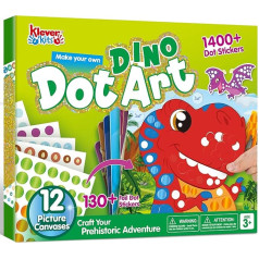 Klever Kits Dot Art Activity, Dot It Dinosaur, Sticker Craft Set for Children, DIY Craft Set for Crafts Kit, Birthday Gifts for Children from 3+ Years, Aeroplane Travel Toy