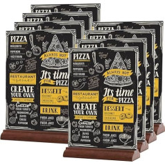 Srvnpioy Pack of 8 A4 Wooden Table Stands, A4 Stands Made of Acrylic and Wood, Plexiglass Advertising Stand, A4 Table Sign Holder for Office, School, Restaurant, Shop, Hotel
