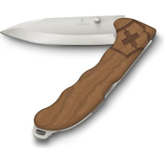 Victorinox Hunter Evoke Wood Swiss Army Knife with Wooden Handle Outdoor 4 Functions Including 10 cm Blade and Thumb Pin Brown