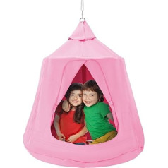 VEVOR Hanging Cave 150kg Capacity Hanging Tent Swing Indoor Outdoor Hammock Sensory Hanging Chair with LED String Lights Ceiling Swing Hanging Tent for Kids and Adults Pink