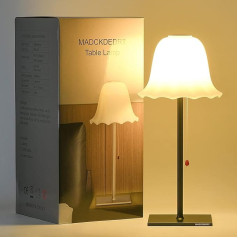 MADCKDEDRT Rechargeable Table Lamp, LED Lamp, Three Gang Dimming, Petal Glass Lampshade, Aluminium Base, Can Be Used on Living Room, Bedroom Lighting (Black)
