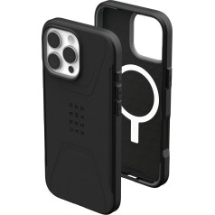 URBAN ARMOR GEAR Civilian MS Case Compatible with Apple iPhone 16 Pro Max Case (Wireless Charging/Magnetic Charging Compatible, Drop-Resistant Mobile Phone Case, Raised Edge) Black