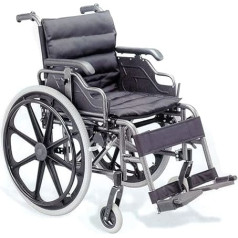 Deluxe aluminium folding wheelchair, 46 cm, black fabric