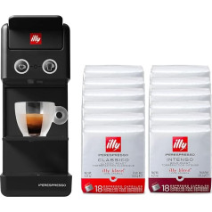 illy Y3.3 Hyperespresso Coffee Machine in Black with 216 Capsules Hyperespresso (108 Capsules Hyperespesso Classic and 108 Capsules Hyperespesso Intenso)