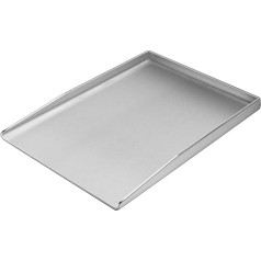 Universal Stainless Steel Plancha 27 x 20 cm Universal BBQ Plancha Grill Pan Suitable for Weber Gas Grill and Charcoal Grill, Rectangular, Solid