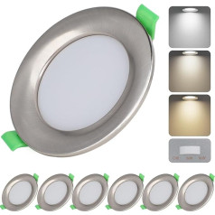 Qingmiao 7 W LED Recessed Spotlight, 230 V, Ultra Flat LED Spotlights, Dimmable Ceiling Spotlights, 600 lm, Warm White, Neutral White, Cool White, Recessed Lights, IP44 Ceiling Spotlight for Bathroom,