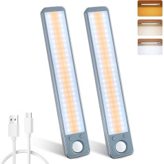 MERTTURM 25 cm Under-Unit Light Kitchen 96 LED, 3 Colour Temperatures, Dimmable LED Strip with Motion Sensor, 2000 mAh Rechargeable Cabinet Lighting, LED Sensor Light for Kitchen, Cabinet, Wardrobe,