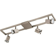 EGLO LED Deckenlampe Zeraco, 4 flammige Deckenleuchte, Deckenstrahler aus Metall, Kunststoff, Wohnzimmerlampe in Nickel-Matt, Spots inkl. GU10 Leuchtmittel, warmweiß