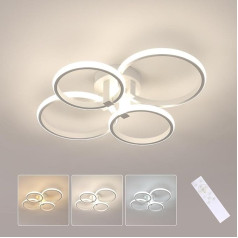 SENQIU LED Ceiling Light, Round Ceiling Light, Dimmable with Remote Control, White Acrylic LED Ceiling Lighting for Bedroom, Living Room, Kitchen, Dining Room