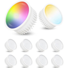 linovum Pack of 10 LED Smart Lamp Module Flat Compatible with Alexa Echo Google App Controllable - RGB & White Tones 2700-7300K WLAN 5W