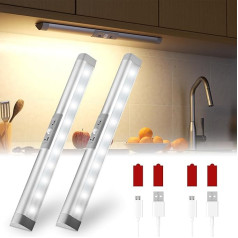 Joyzy LED Rechargeable 13 Inch LED Kitchen Lamp with Motion Sensor for Indoor Use 2 Pack Wireless LED Lighting for Kitchen Under Cabinet Cupboard Stairs Hallway