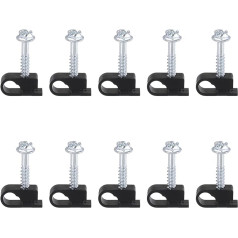 sourcing map 100pcs Single Coaxial Cable Clips 6mm Screw Clip Electric Wire Cable Holder Plastic Wire Clamps for Cable Management Black