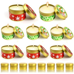 Christmas Scented Candles Gift Set, 8 Pieces Christmas Candles Gift Set, Portable Candles in Tin Jars, Christmas Advent Gift Set for Women, DIY with Lucky Symbol Stickers, Unscented