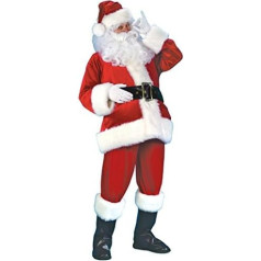Sincere Party Set of 9 Deluxe Santa Claus Costume for Adults, Santa Top, Trousers, Hat, Boot Covers, Belt, Beard, Gloves All In