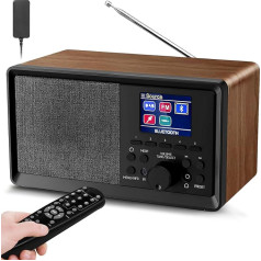 Wholede DAB Radio with Remote Control - DAB Plus Radio with Bluetooth, DAB+/FM Radio Retro Wooden Digital Radio Kitchen Radio Alarm Clock with Dual Alarm