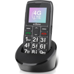 artfone Senior Mobile Phone without Contract with Charging Station, Mobile Phone for Seniors with 1.77 Inch Colour Display, 4G Mobile Phone with Large Buttons, SOS Emergency Call Button, Dual SIM,