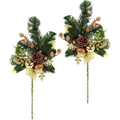 Decorated Branch with Cones and Balls, Artificial Fir Branch, Artificial Branch, Decorative Branch, Fir Green, Advent Wreath, Decorative Wreath, Christmas Decoration, Stem, Artificial Branch, Single