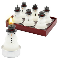 Dekohelden24 Set of 6 tealights snowman with black hat, dimensions of each tea light (L x W x H): 4 x 4 x 6 cm