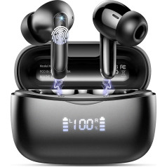 Bluetooth Headphones, Wireless Bluetooth 5.3 In-Ear Headphones with 4 ENC Noise Cancelling Mic, 56H HiFi Stereo Deep Bass Playtime, IP7 Waterproof Earphones LED Display, Touch Control, USB-C