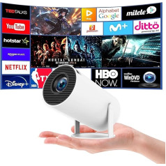 Mini Projector 4K - Smart Projector Supports Android 11, Mini Projector 5G WiFi 6 BT 5.0, Car Keystone Correction, 130 Inch Display for Phone/PC/Xbox, Portable Home Cinema Film Projector 180°