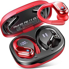 Bluetooth Headphones Sport, In-Ear Headphones Bluetooth 5.3 with HD Mic, 75H ENC Noise Cancelling Earbuds with Deep Bass, Dual LED Display Wireless Headphones, IP7 Waterproof Earphones, USB-C, Dark