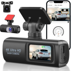CAMECHO Mirror Dash Cam Car Front Rear 4K/1080P Car Camera with GPS WiFi, Dash Cam with 1.47 Inch IPS Screen, Night Vision, 150° Wide Angle, WDR, Loop Recording, Parking Mode and Motion Detection,