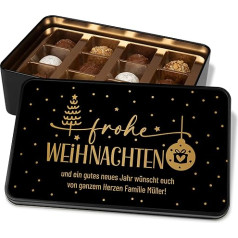 Personalised Merry Christmas Chocolate Tin Minimalist Design - 12 Confectionery Chocolates in Gift Tin - Gift Christmas Chocolate Gift Idea Secret Santa