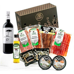 ENRIQUE RECH - Gift Basket - Spanish Specialities - Cheese and Sobrasada Sausages - Red Wine and Extra Virgin Olive Oil - Gift Basket for Men