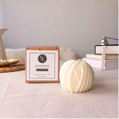 NaturaCandles Christmas Candles, Wool Ball Shape, Perfect for Magical and Special Moments, 100% Handmade, Irresistible Fragrances Without Being Overwhelming. (FRESH WHITE)