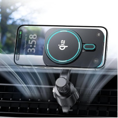 GuMosh Q-i2 15W Mag-Safe Car Charger for iPhone 16/15/14/13/12 Pro Max Plus Accessories, Super Fast Wireless Charger, Car Mag-Safe Mobile Phone Holder, Car Mobile Phone Holder