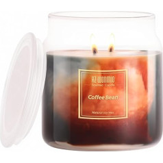 HZ-WONMIO Scented Candles Coffee Bean Candle 2 wick Soy Wax Candles 80-Hour Burn Time Extra Strong Scented Candles Aromatherapy Candle Holiday Candle Gifts for Men 12 oz
