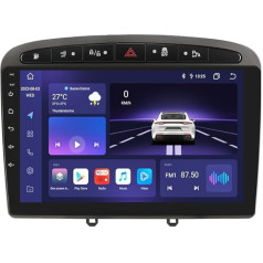 Android 12 Car Radio 9 Inch Touchscreen 8 Core 4GB + 32GB for Peugeot 308 308SW 1 2007-2015/Peugeot 408 1 2012-2020/Peugeot CRZ WiFi CarPlay/Android Car Bluetooth 4G LTE RDS SWC Bluetooth 5.0 (Grey)