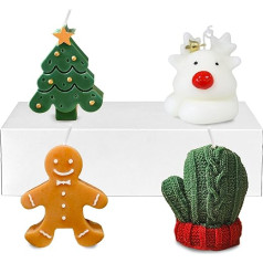 MTKN Scented Candles Set of 4 Aromatherapy Candles Set Christmas Tree Gingerbread Man Elk Glove Candle Creative Scented Candle Gift Decoration