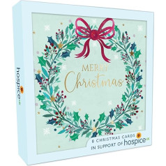 XSA006 Weihnachtskarten, Motiv: Weihnachtskranz, Hospiz, UK, 8 Stück