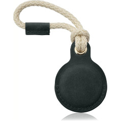 iTAGGi Genuine Leather Protective Case for AirTags, Robust Protective Case Pendant for Apple AirTag, Anti-Scratch All-Round AirTag Case, AirTag Keyring with Sailing Rope (Deep Moss)