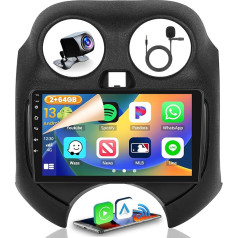 2GB + 64GB Android 13 Car Radio for Nissan MICRA MK4 K13 2010-2017 Radio Wireless CarPlay Android Car Bluetooth Hands-Free Kit 9 Inch Screen Car Radio with Navigation Reversing Camera WiFi FM RDS SWC