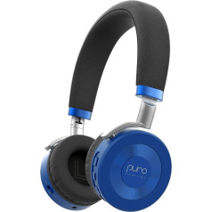 Puro Sound Labs JuniorJam Plus Volume Limiting Headphones for Kids, Safe Audio Protection for Hearing - Adjustable Bluetooth Headphones for Tablets, Smartphones, PCs (Blue)